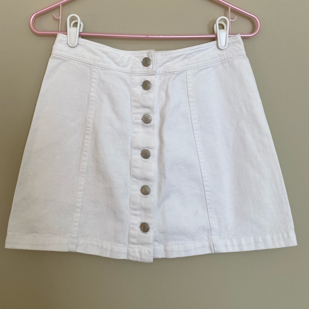 San Souci White Denim Button-front Mini Skirt -SM